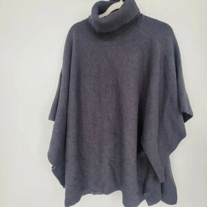 Mer sea greyish bluish Pancho sweater turtleneck one size fits up to large
